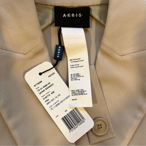 AKRIS Genaro blazer jacket beige tan wool size 10 clay office business NWT New - Picture 15 of 16